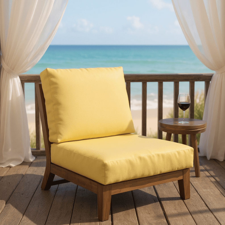 Sunbrella Canvas Yellows Deep Seating Foam Back Chair Cushion Set - RSH Decor