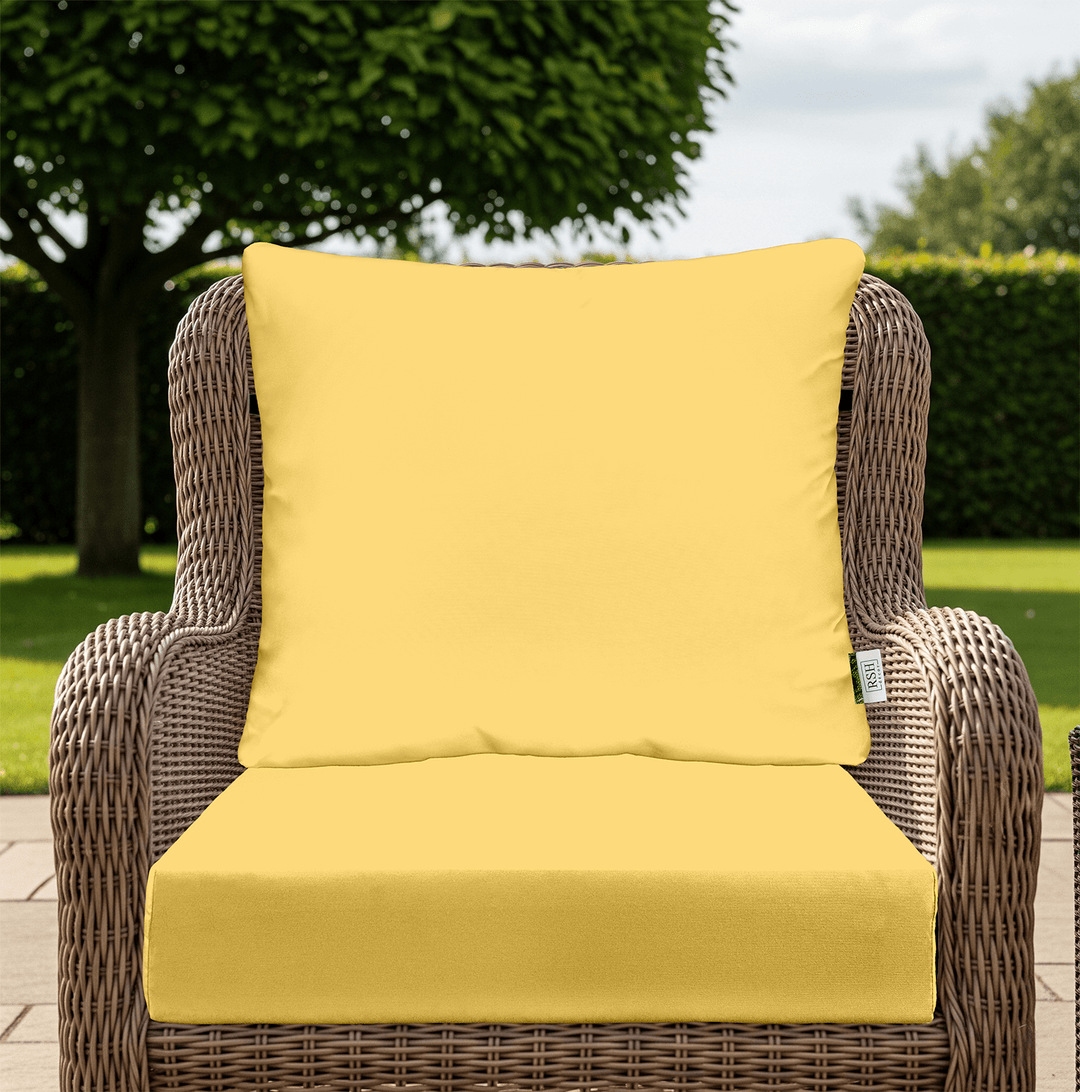 Sunbrella Canvas Yellows Deep Seating Pillow Back Chair Cushion Set - RSH Decor