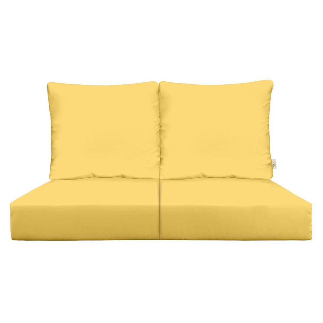 Sunbrella Canvas Yellows Deep Seating Pillow Back Loveseat Cushion Set - RSH Decor