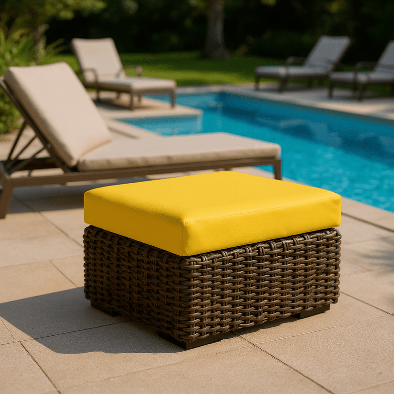 Sunbrella Canvas Yellows Foam Ottoman Replacement Cushion - RSH Decor