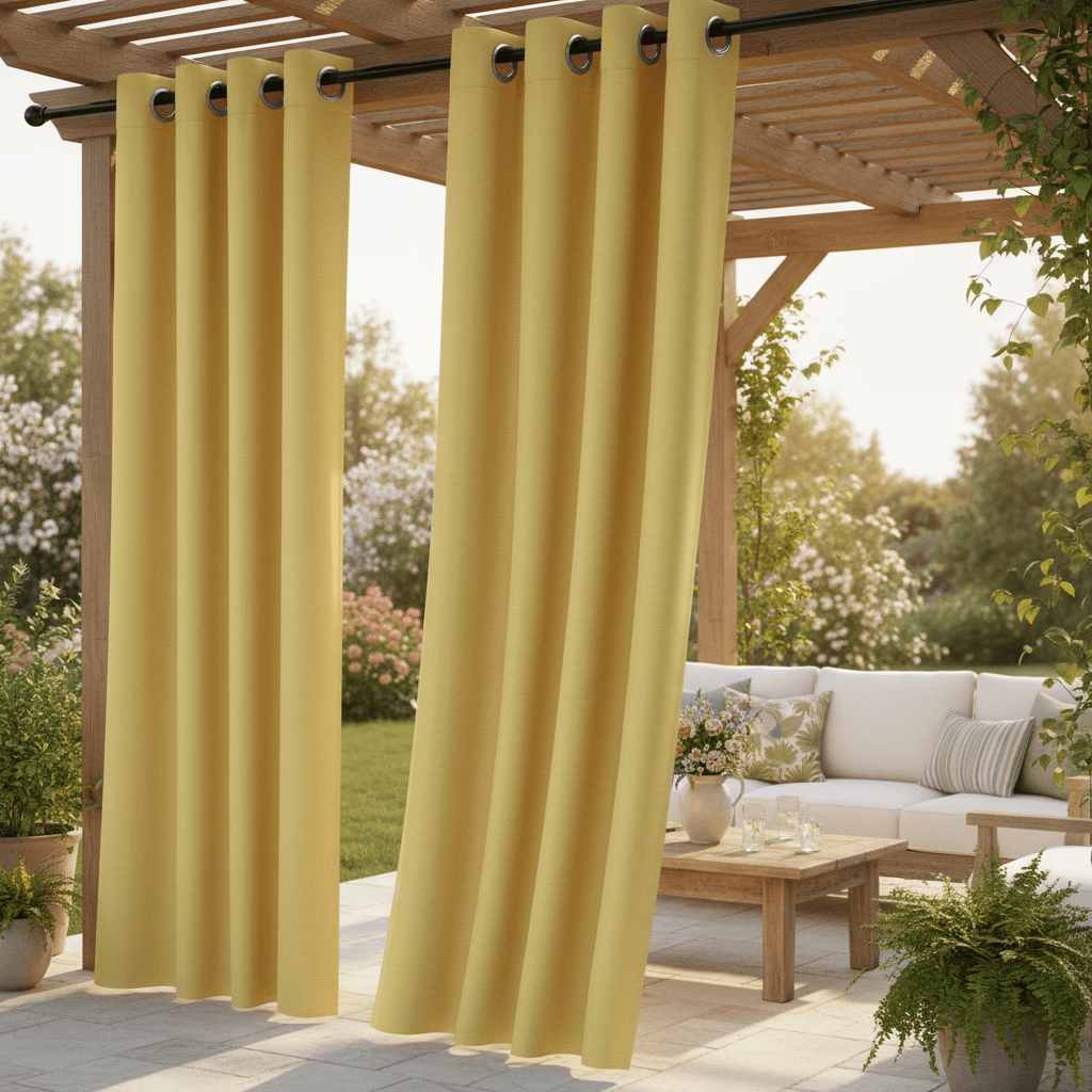 Sunbrella Canvas Yellows Nickel Grommet Top Indoor/Outdoor Curtain Panel - RSH Decor