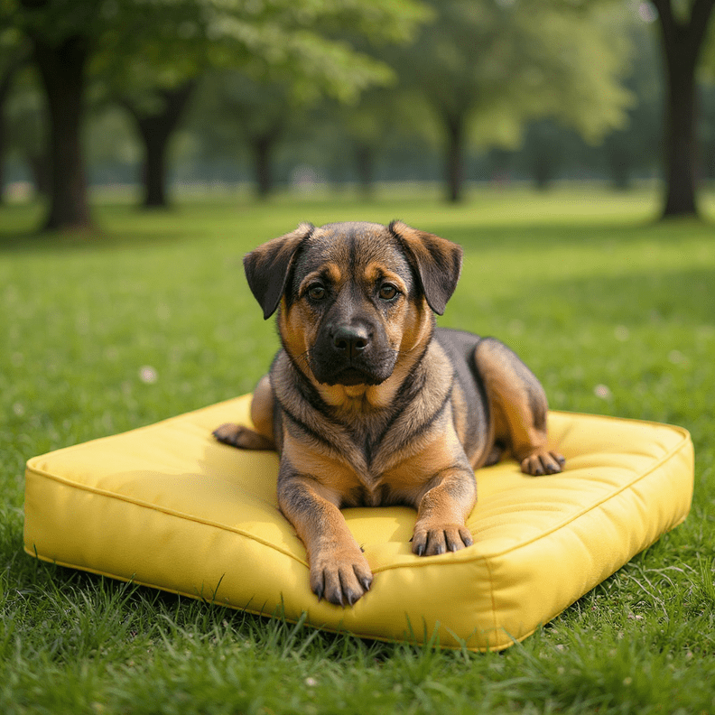 Sunbrella Canvas Yellows Outdoor Foam Luxury Dog Bed - RSH Decor
