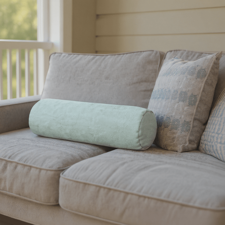 Sunbrella Cast Greens & Blues Bolster Neck Roll Pillow - RSH Decor