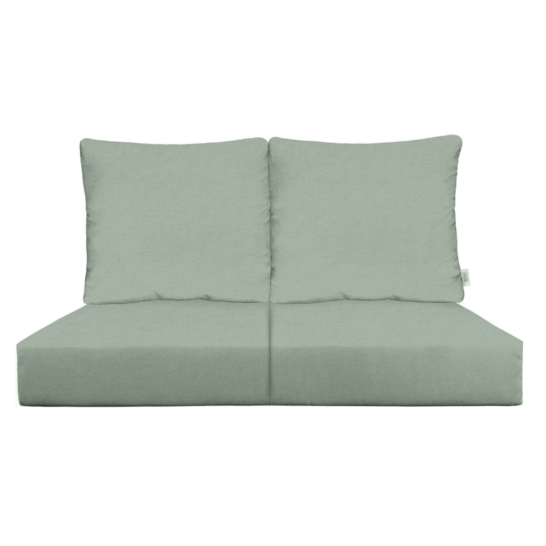 Sunbrella Cast Greens & Blues Deep Seating Pillow Back Loveseat Cushion Set - RSH Decor