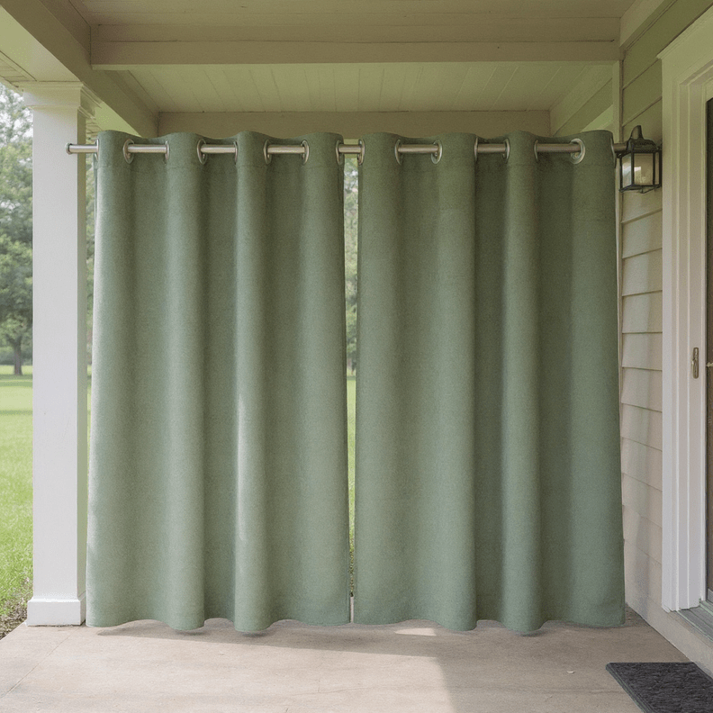 Sunbrella Cast Greens & Blues Nickel Grommet Top Indoor/Outdoor Curtain Panel - RSH Decor