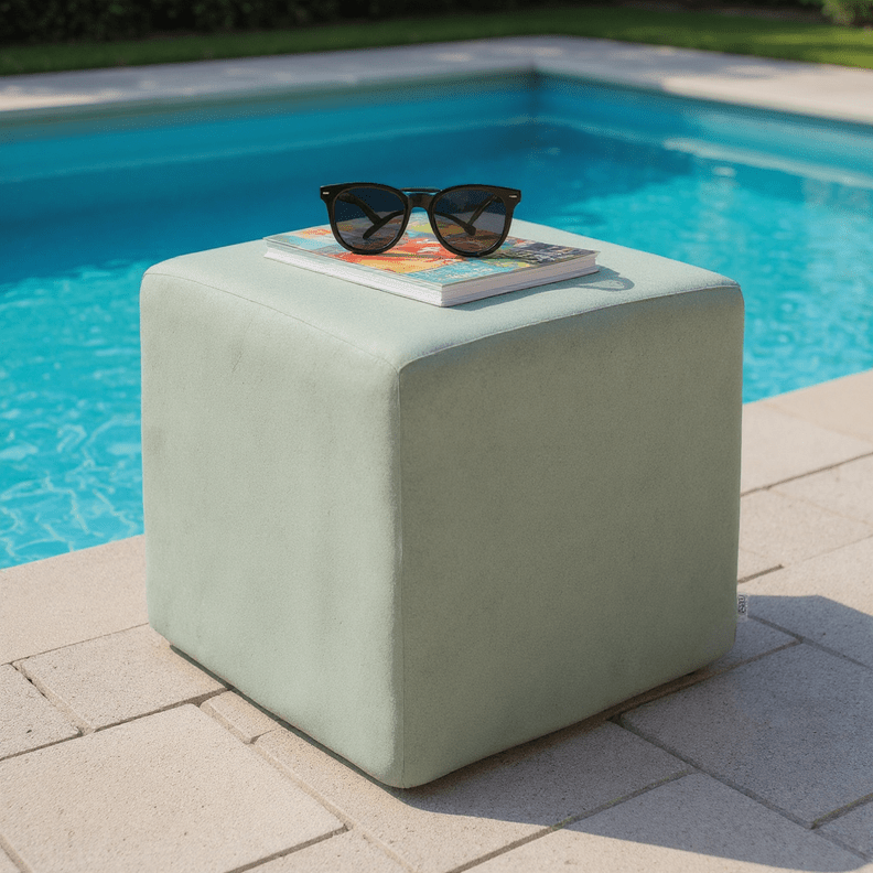 Sunbrella Cast Greens & Blues Square Pouf/Cube - RSH Decor