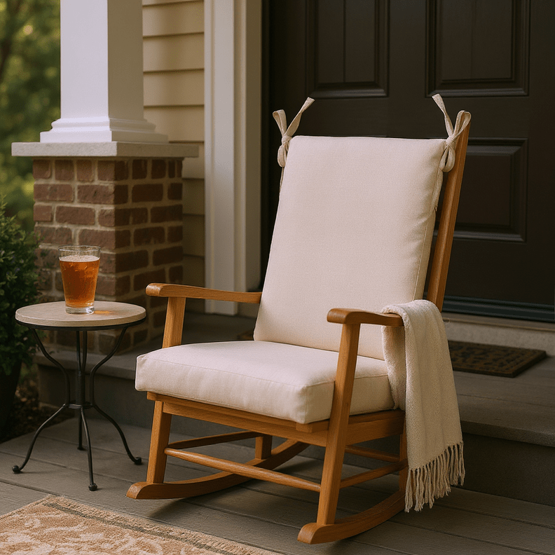 Sunbrella Cast Neutrals Foam Rocker Rocking Chair Cushions - RSH Decor