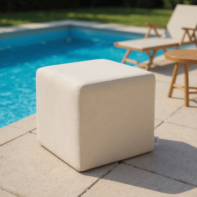 Sunbrella Cast Neutrals Square Pouf/Cube - RSH Decor