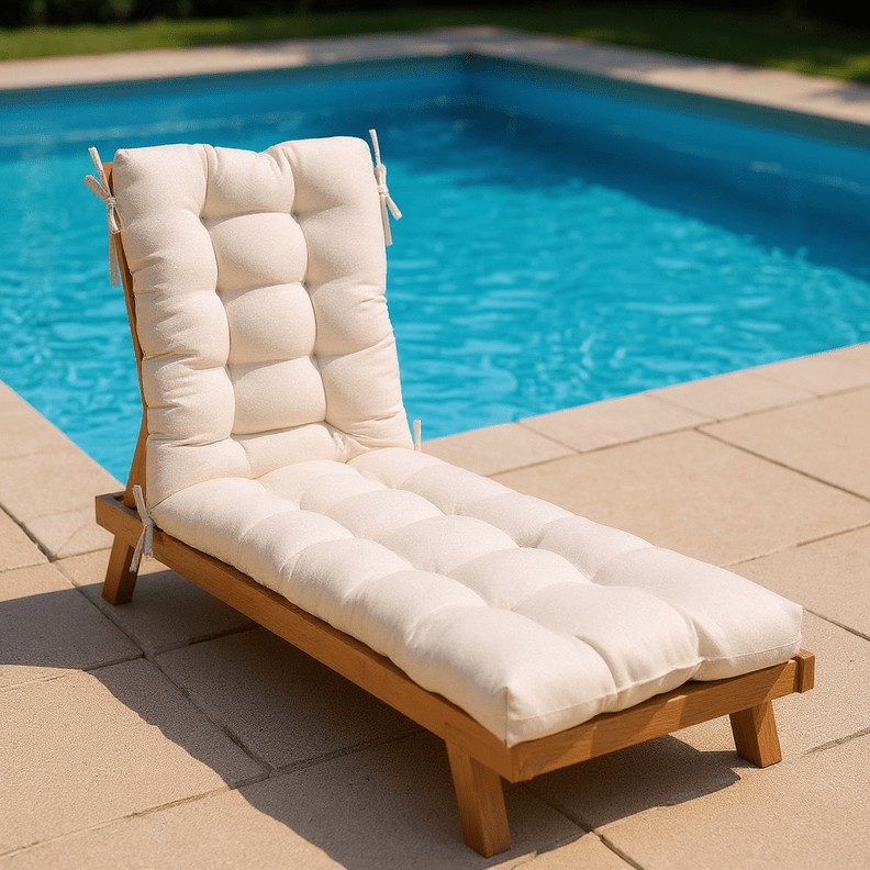 Sunbrella Cast Neutrals Tufted Chaise Lounge Chair Cushion - RSH Decor