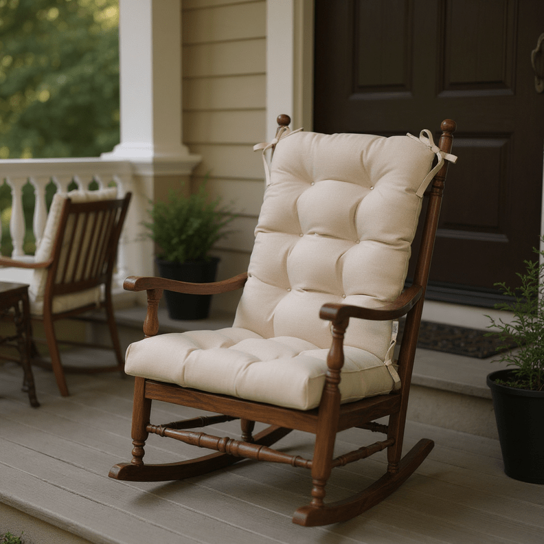 Sunbrella Cast Neutrals Tufted Rocking Chair Cushion - RSH Decor