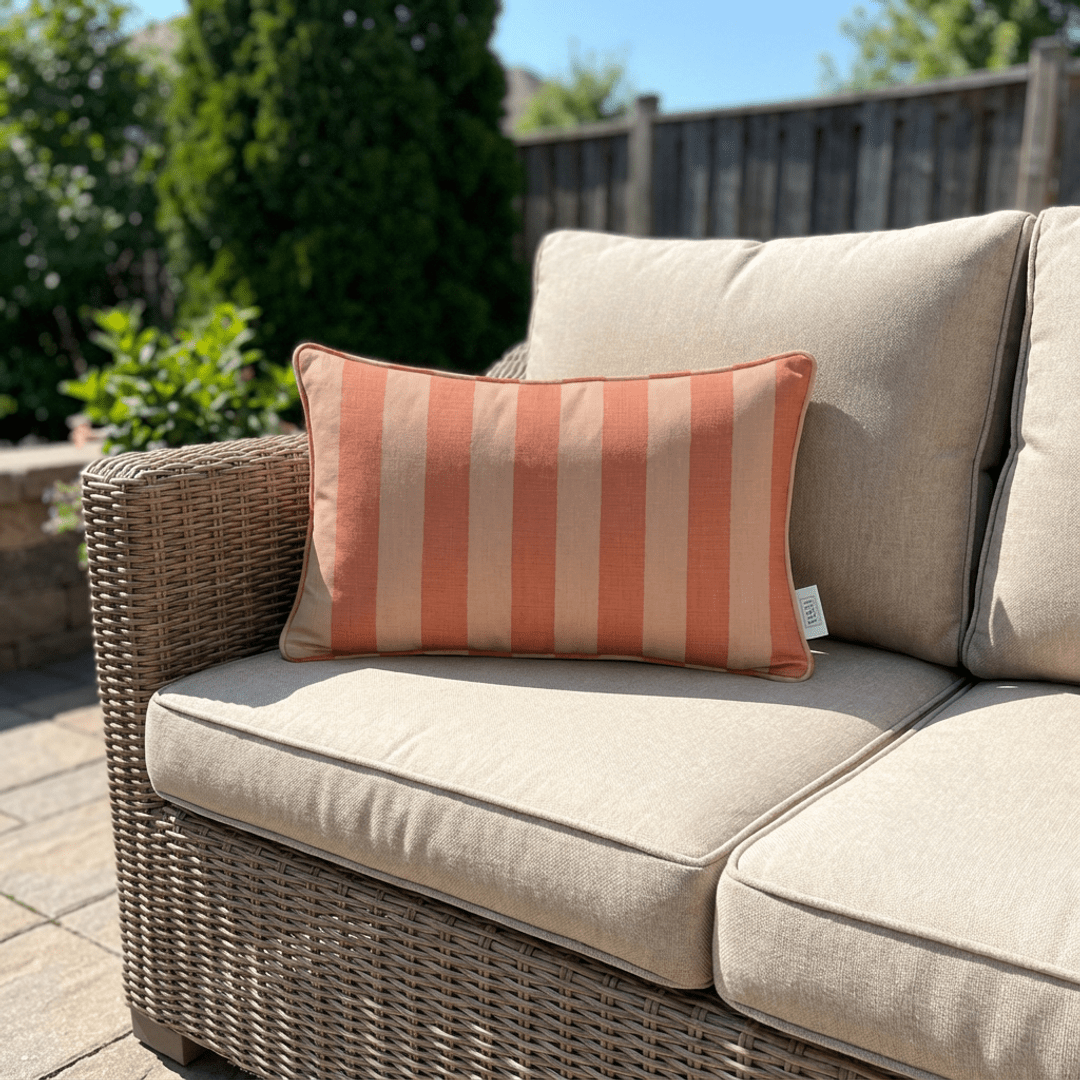 Sunbrella Designer Expressive Blush Stripes Lumbar Throw Pillow - RSH Decor