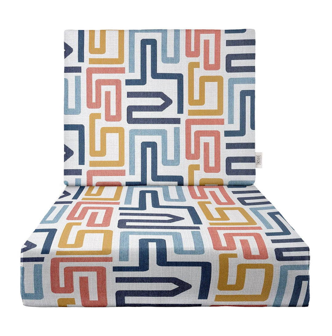 Sunbrella Designer Fusion Labyrinth Fiesta Deep Seating Foam Back Chair Cushion Set - RSH Decor
