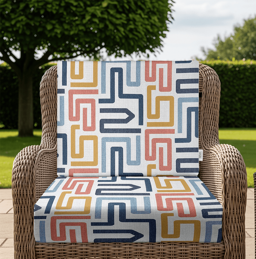Sunbrella Designer Fusion Labyrinth Fiesta Deep Seating Foam Back Chair Cushion Set - RSH Decor