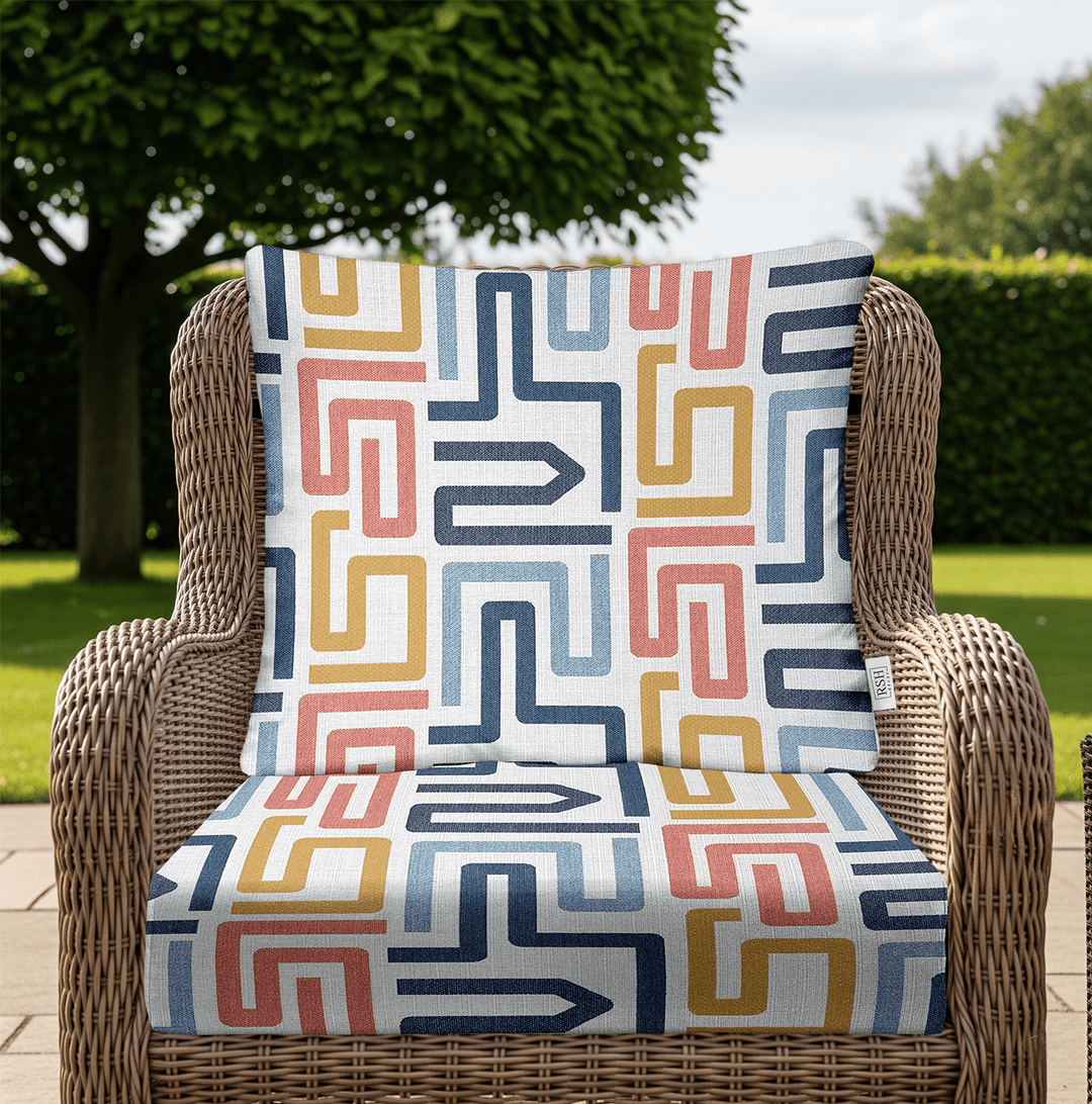 Sunbrella Designer Fusion Labyrinth Fiesta Deep Seating Pillow Back Chair Cushion Set - RSH Decor
