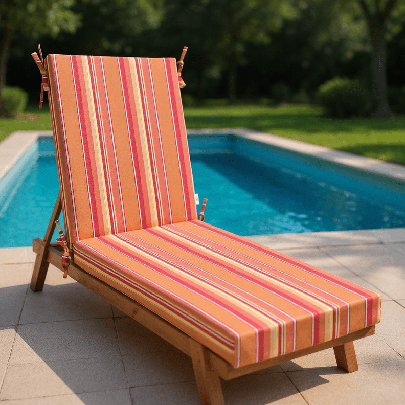 Sunbrella Dolce Stripes 3" Foam Chaise Lounge Chair Cushion - RSH Decor