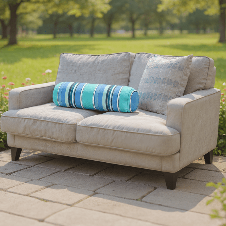 Sunbrella Dolce Stripes Bolster Neck Roll Pillow - RSH Decor