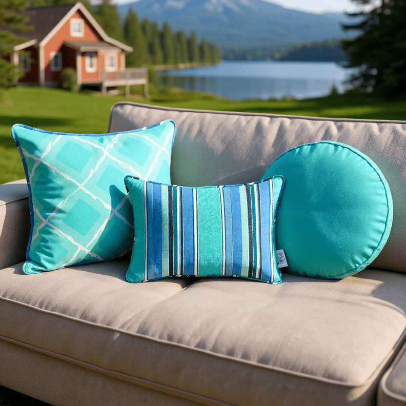 Sunbrella Dolce Stripes Corded Lumbar Throw Pillow - RSH Decor
