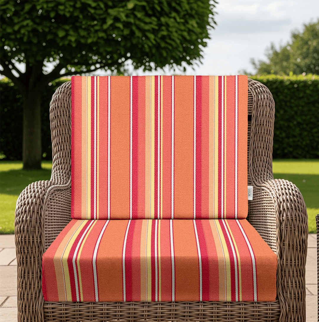 Sunbrella Dolce Stripes Deep Seating Foam Back Chair Cushion Set - RSH Decor