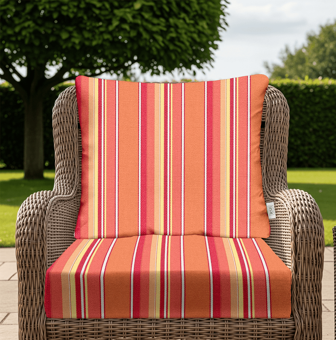 Sunbrella Dolce Stripes Deep Seating Pillow Back Chair Cushion Set - RSH Decor