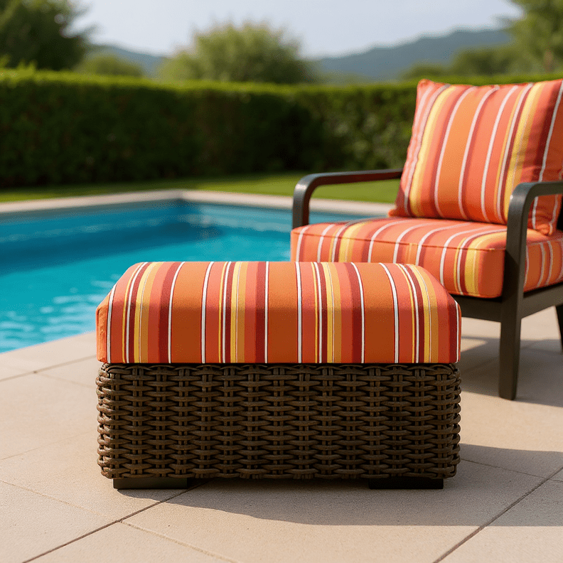 Sunbrella Dolce Stripes Foam Ottoman Replacement Cushion - RSH Decor