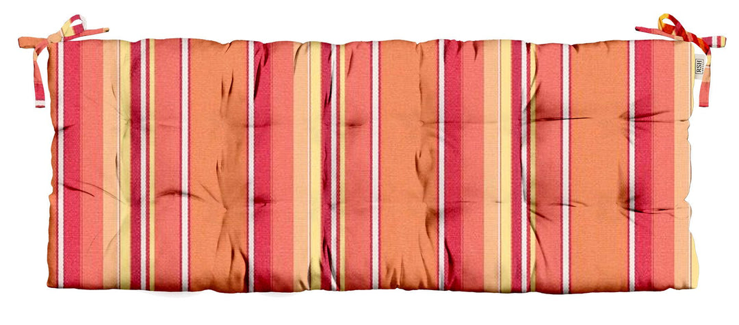 Sunbrella Dolce Stripes Tufted Bench Cushion with Ties - RSH Decor