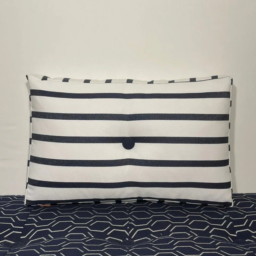 Sunbrella Hero Solid Lumbar Pillow in Lido Stripe - RSH Decor