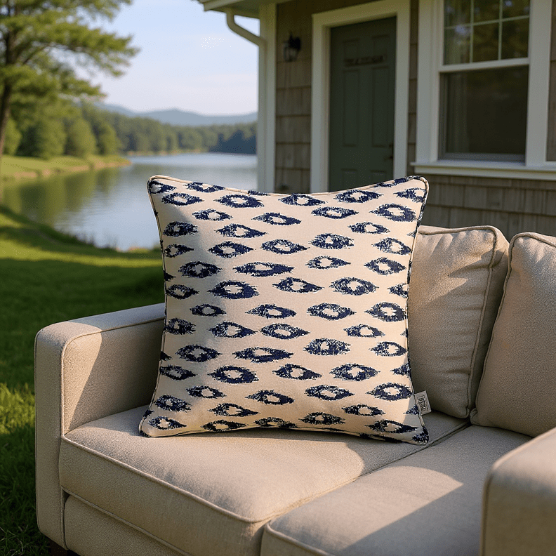 Sunbrella Mankato Indigo Designer Square Throw Pillow - RSH Decor