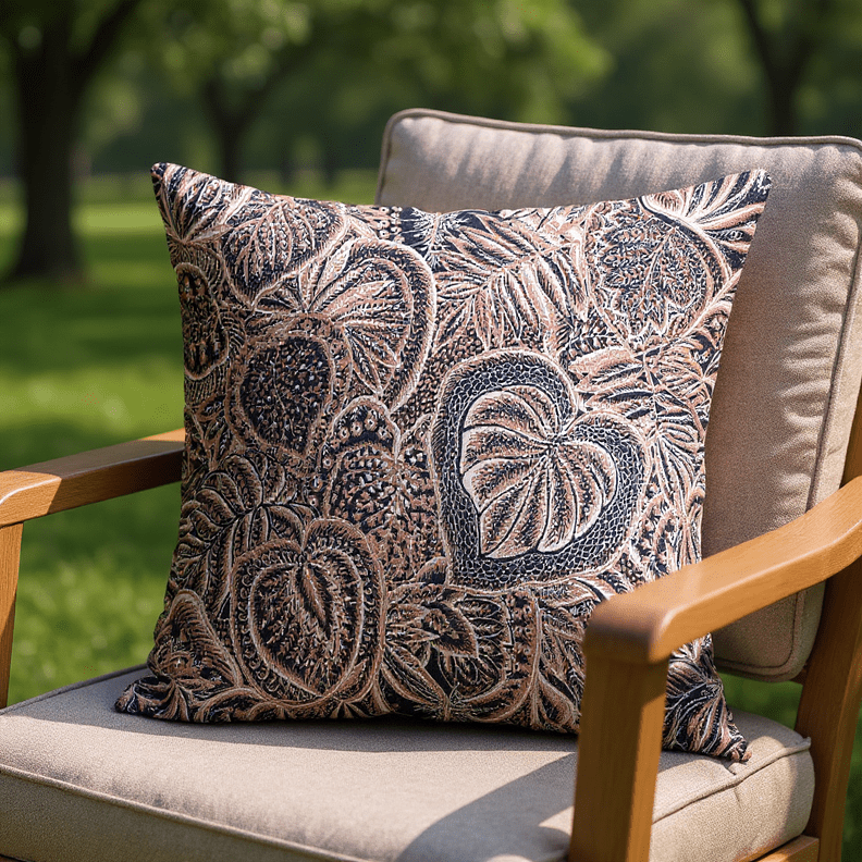 Sunbrella Sensibility Splendor Designer Navy and Pink Square Throw Pillow - RSH Decor