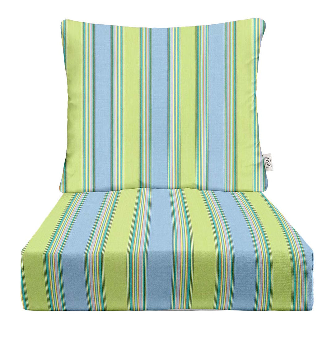 Sunbrella Stripes Deep Seating Pillow Back Chair Cushion Set - RSH Decor