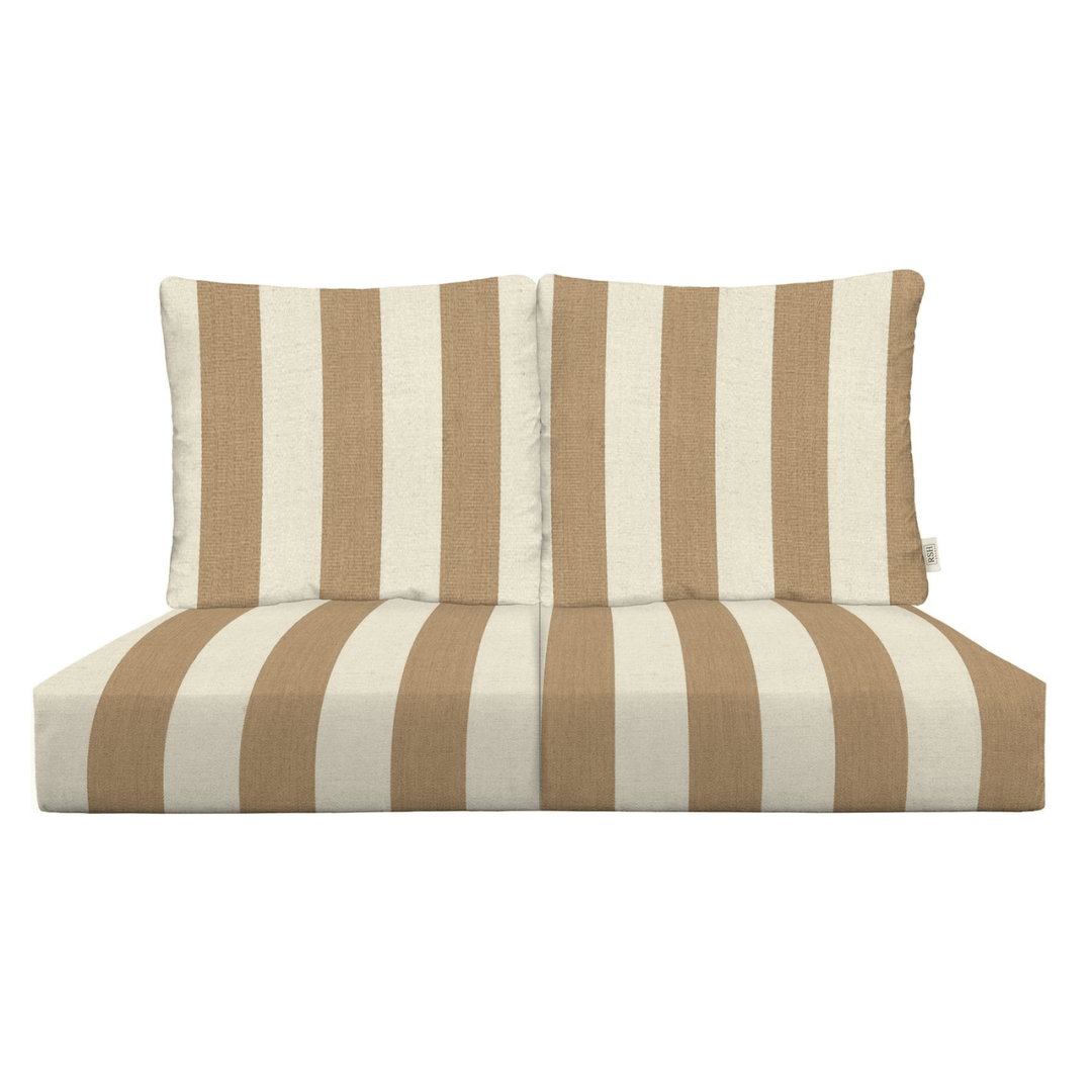 Sunbrella Stripes Deep Seating Pillow Back Loveseat Cushion Set - RSH Decor