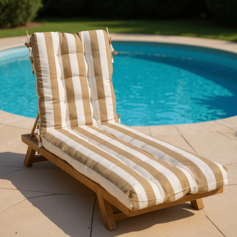 Sunbrella Stripes Tufted Chaise Lounge Chair Cushion - RSH Decor