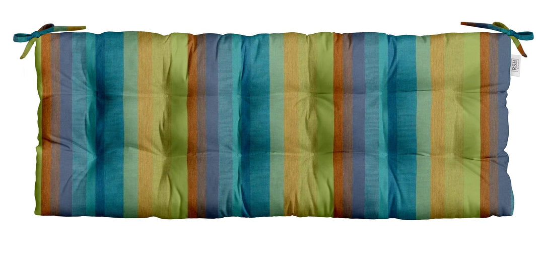 Tufted Bench Cushion with Ties | Sunbrella Performance Fabric | Sunbrella Astoria Lagoon - RSH Decor