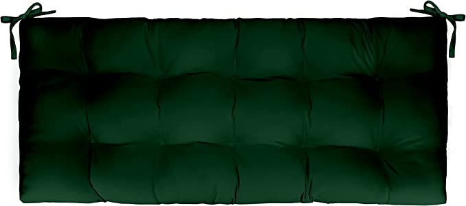 Tufted Bench Cushion with Ties | Sunbrella Performance Fabric | Sunbrella Canvas Forest Green - RSH Decor