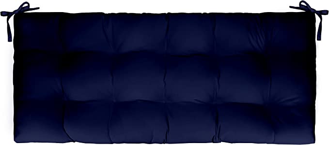 Tufted Bench Cushion with Ties | Sunbrella Performance Fabric | Sunbrella Canvas Navy - RSH Decor