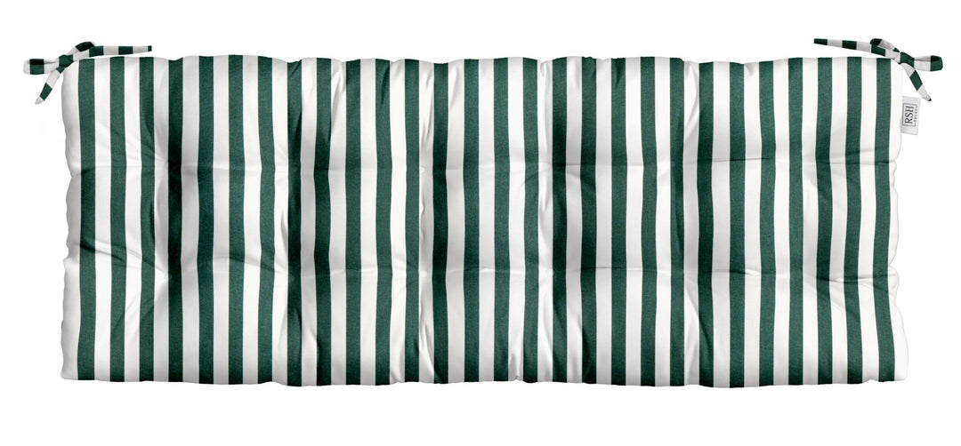 Tufted Bench Cushion with Ties | Sunbrella Performance Fabric | Sunbrella Mason Forest Green - RSH Decor