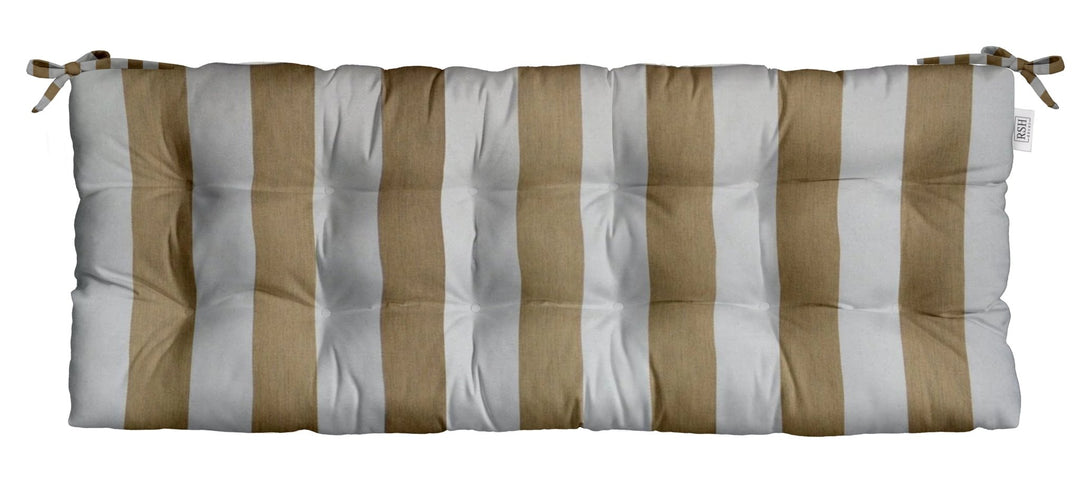 Tufted Bench Cushion with Ties | Sunbrella Performance Fabric | Sunbrella Maxim Heather Beige - RSH Decor