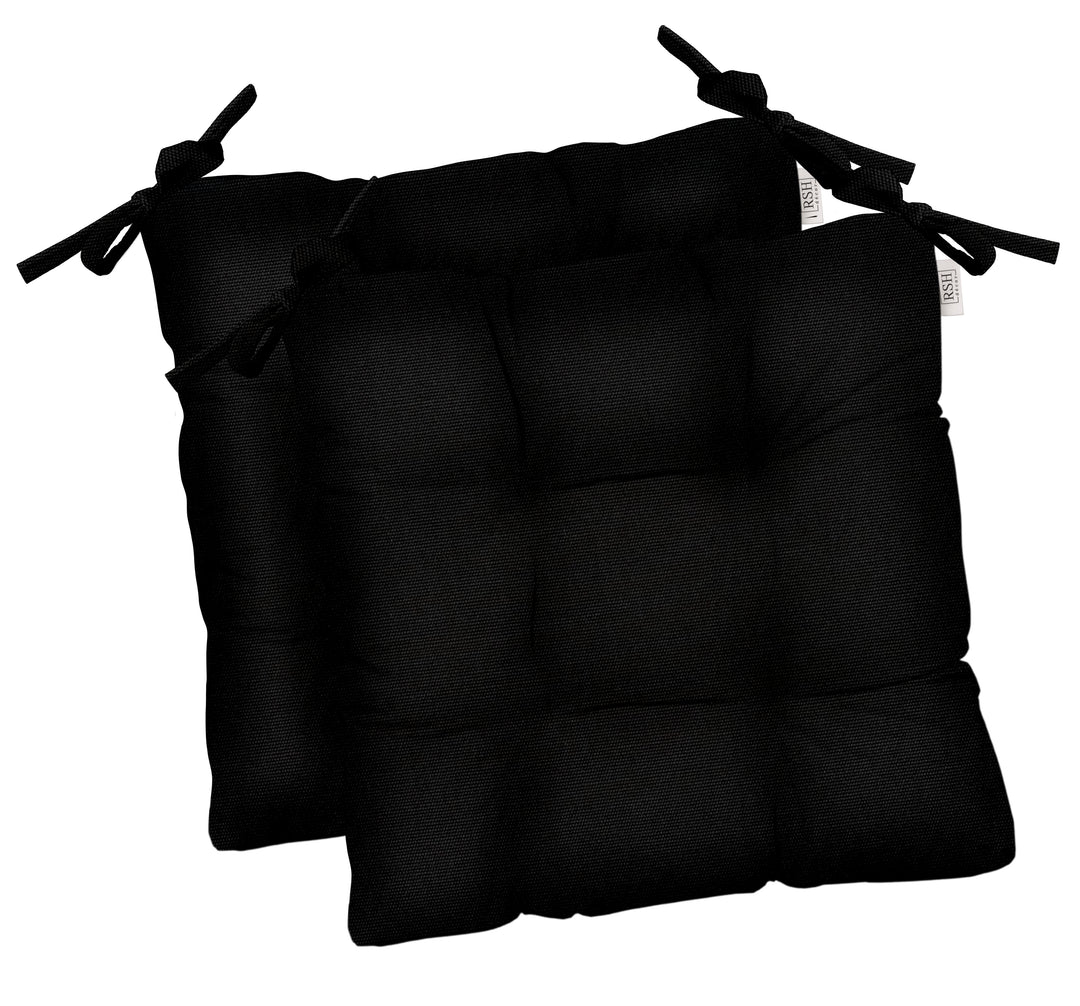 Set of 2 Dining Chair Cushions | Tufted | Sunbrella Canvas Black