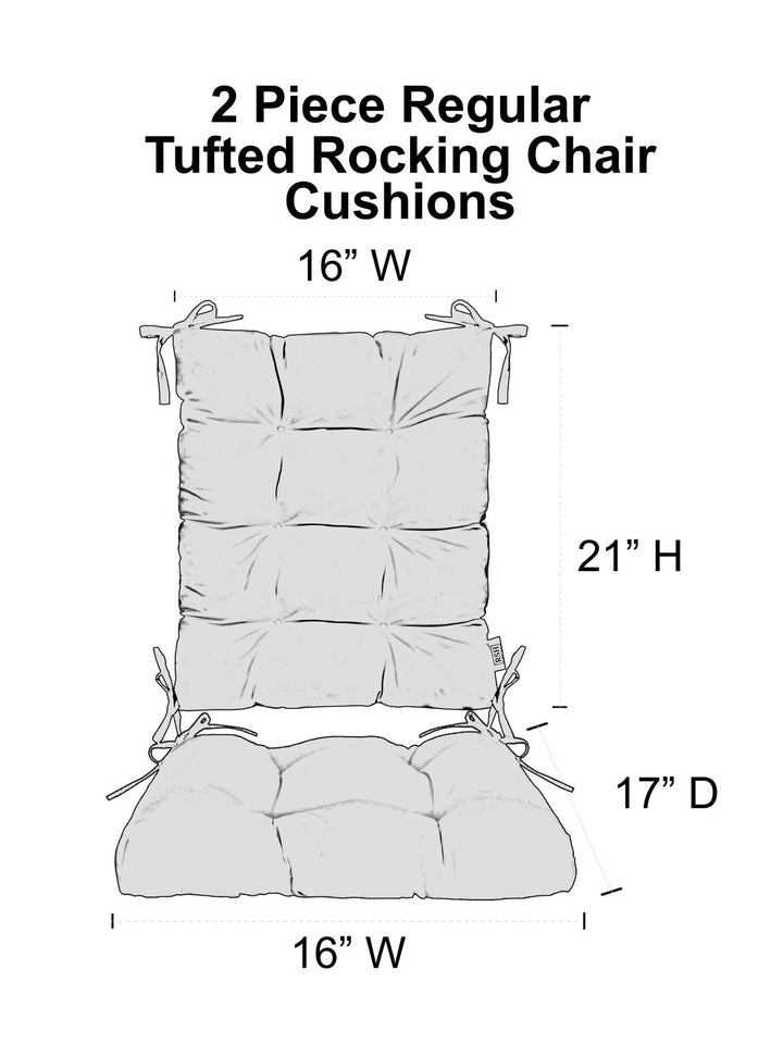 Tufted Rocking Chair Cushions | Regular or Large | Sunbrella Performance Fabric | Sunbrella Astoria Lagoon - RSH Decor