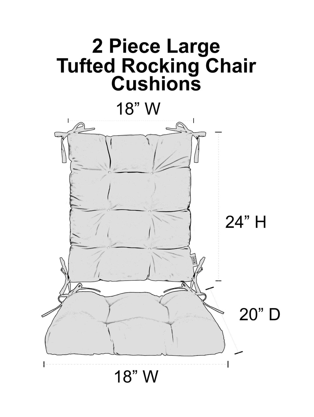 Tufted Rocking Chair Cushions | Regular or Large | Sunbrella Performance Fabric | Sunbrella Bravada Limelite - RSH Decor