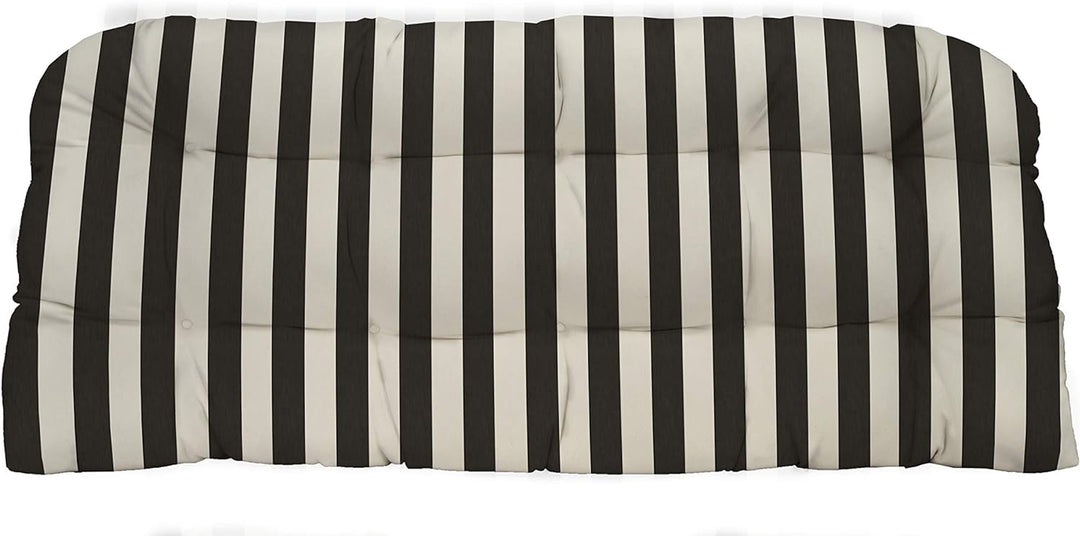 Tufted Wicker Loveseat Cushion | Reversible | 41” W x 19" D | Black & White Stripe | SUMMER FLASH SALE - RSH Decor