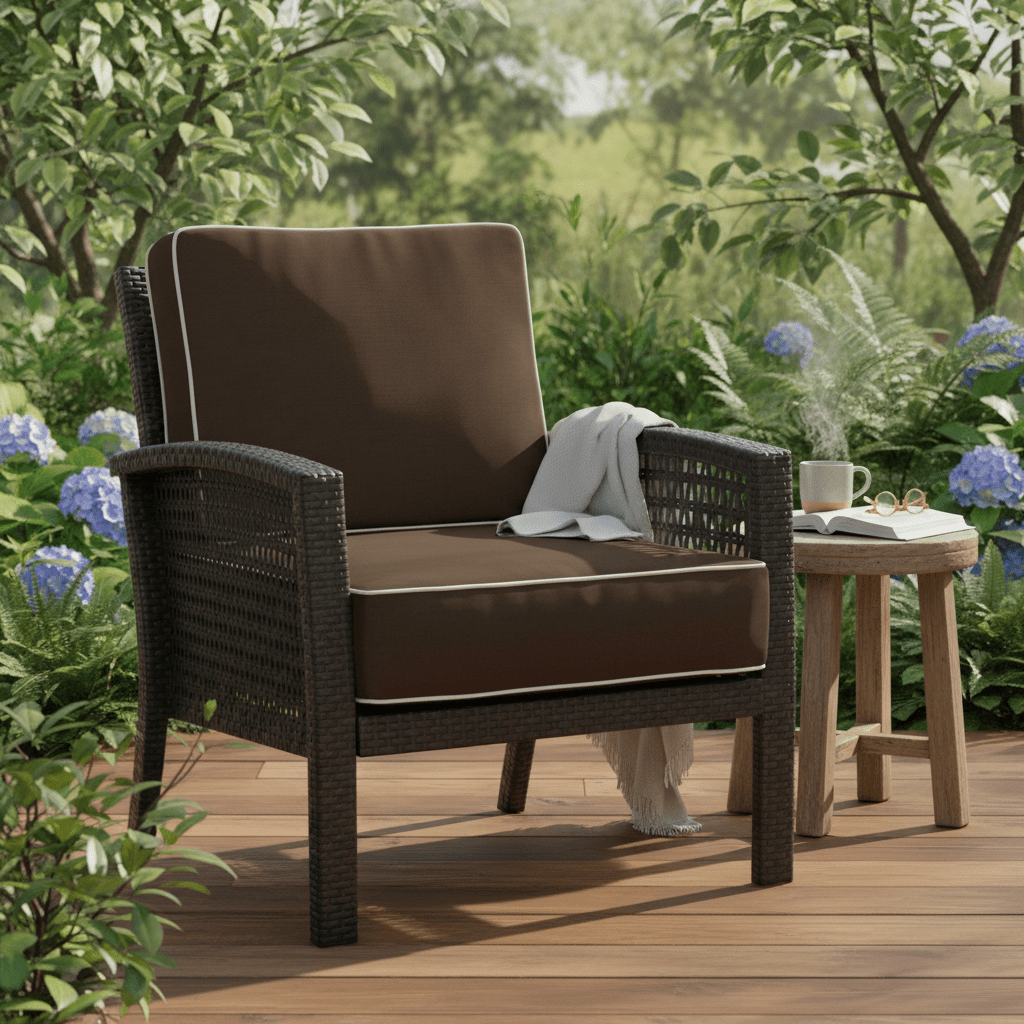 White Corded Deep Seating Foam Back Chair Cushion Set | Sunbrella Basics - RSH Decor