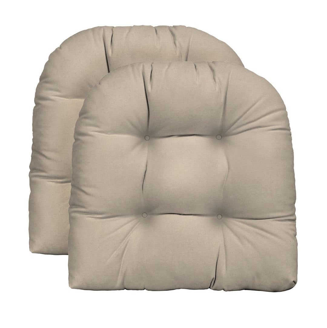 2 U-Shape Tufted Wicker Seat Cushion Set, Sunbrella Solid Colors, Large