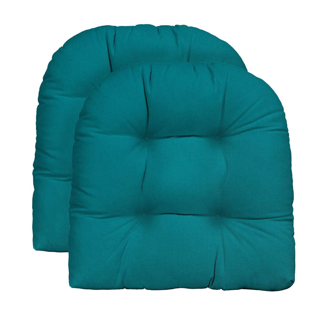 2 U-Shape Tufted Wicker Seat Cushion Set, Sunbrella Solid Colors, Large