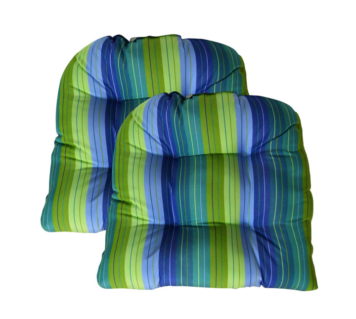 2 U-Shape Tufted Wicker Seat Cushions Set, Sunbrella Patterns, Regular