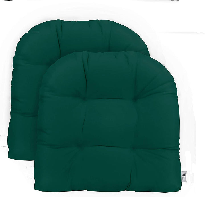 2 U-Shape Tufted Wicker Seat Cushions Set, Sunbrella Solids, Regular