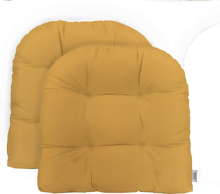 2 U-Shape Tufted Wicker Seat Cushions Set | Regular 19" X 19" | Sunbrella Solids