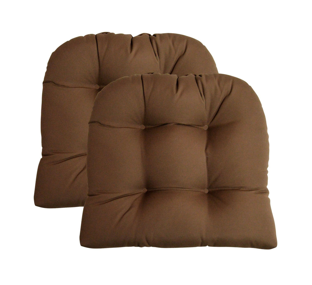 2 U-Shape Tufted Wicker Seat Cushions Set, Sunbrella Solids, Regular