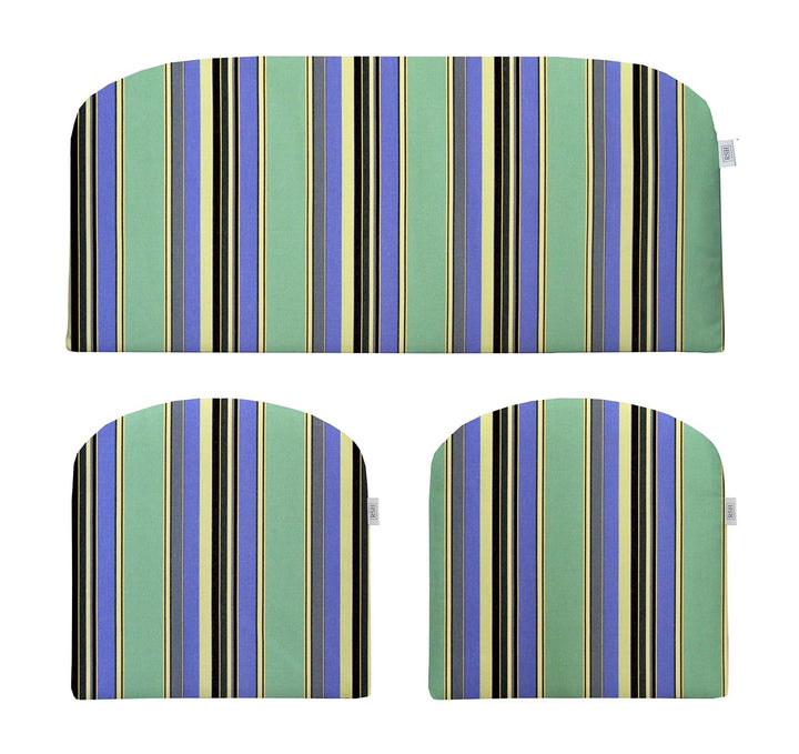 3 Piece Foam Wicker Cushion Set, Sunbrella Patterns, 41" W x 19" D, 19" W x 19" D - RSH Decor