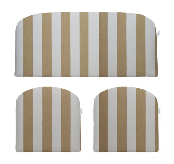 3 Piece Foam Wicker Cushion Set, Sunbrella Patterns, 41" W x 19" D, 19" W x 19" D - RSH Decor