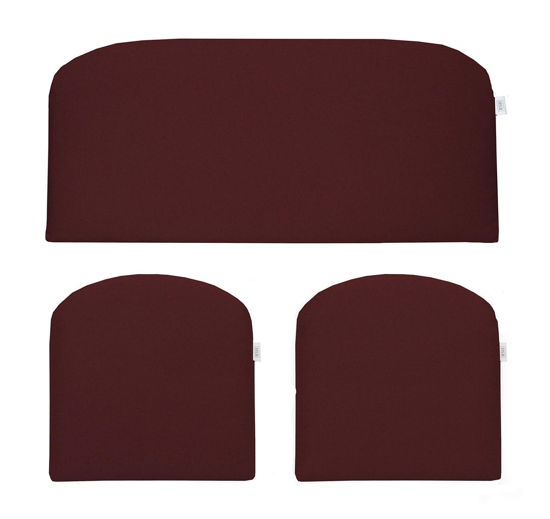 3 Piece Foam Wicker Cushion Set, Sunbrella Solids, 41" W x 19" D, 19" W x 19" D - RSH Decor
